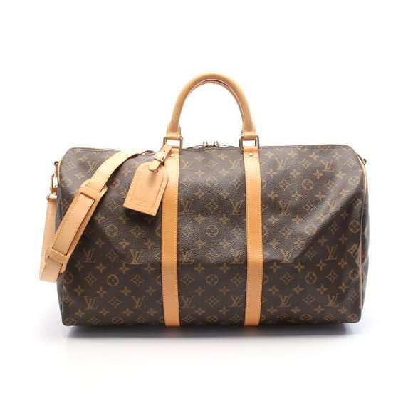 Louis Vuitton Keepall Bandouliere Boston Bag Leather Monogram Brown - Picture 1 of 7